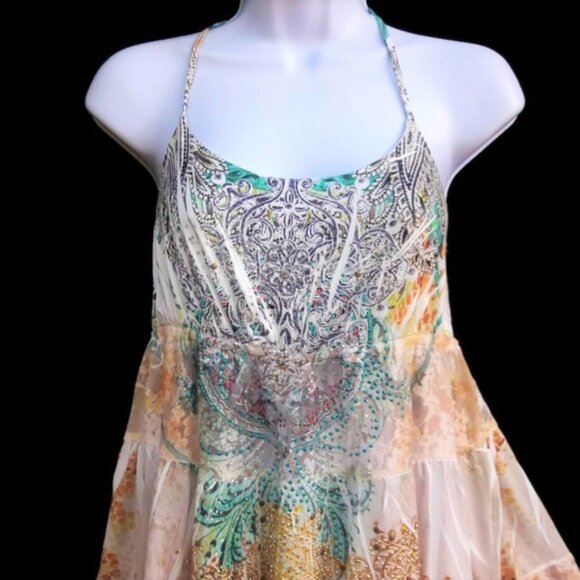 Vintage Y2K Babydoll S12 S Twelve Cami Tunic Top Embellished Tiered Lace USA L - Picture 4 of 6